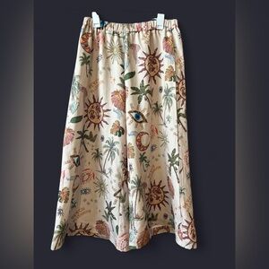 ROMWE Cream Loose pants with Boho Print